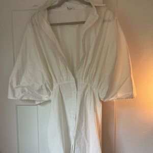 Misguided lightweight white balloon sleeve dress